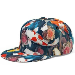 Koi Fish Hat Baseball Snapback Cap Blue Orange Pop Art NWT gift